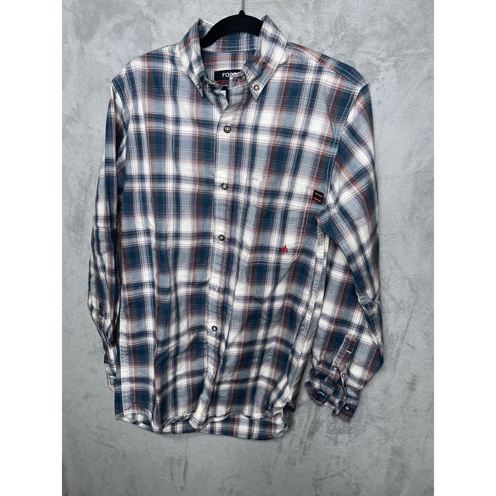 Forge FR Shirt Mens Small  Geometric Pattern Button Down Flame Resistant